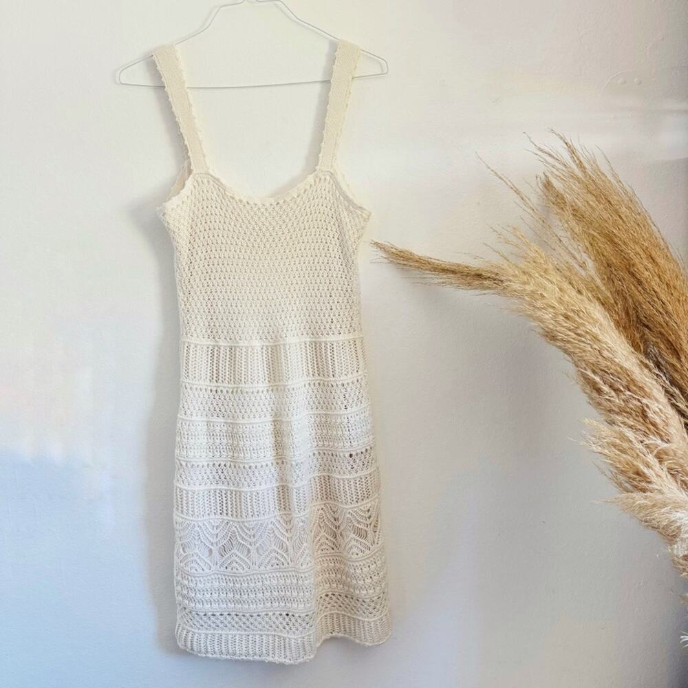 NEW ABERCROMBIE White Crochet Lace Cutout Tank Top Lace Mini Sweater Dress L - Picture 12 of 16